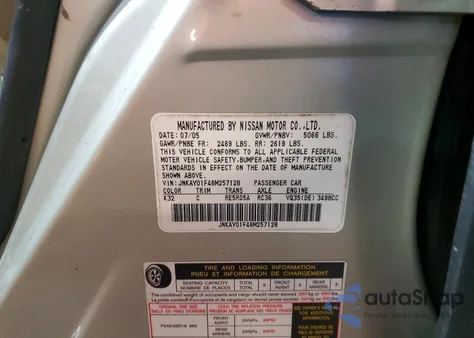 2006 Infiniti M35 Base из США, поврежденный, VIN JNKAY01F46M257128